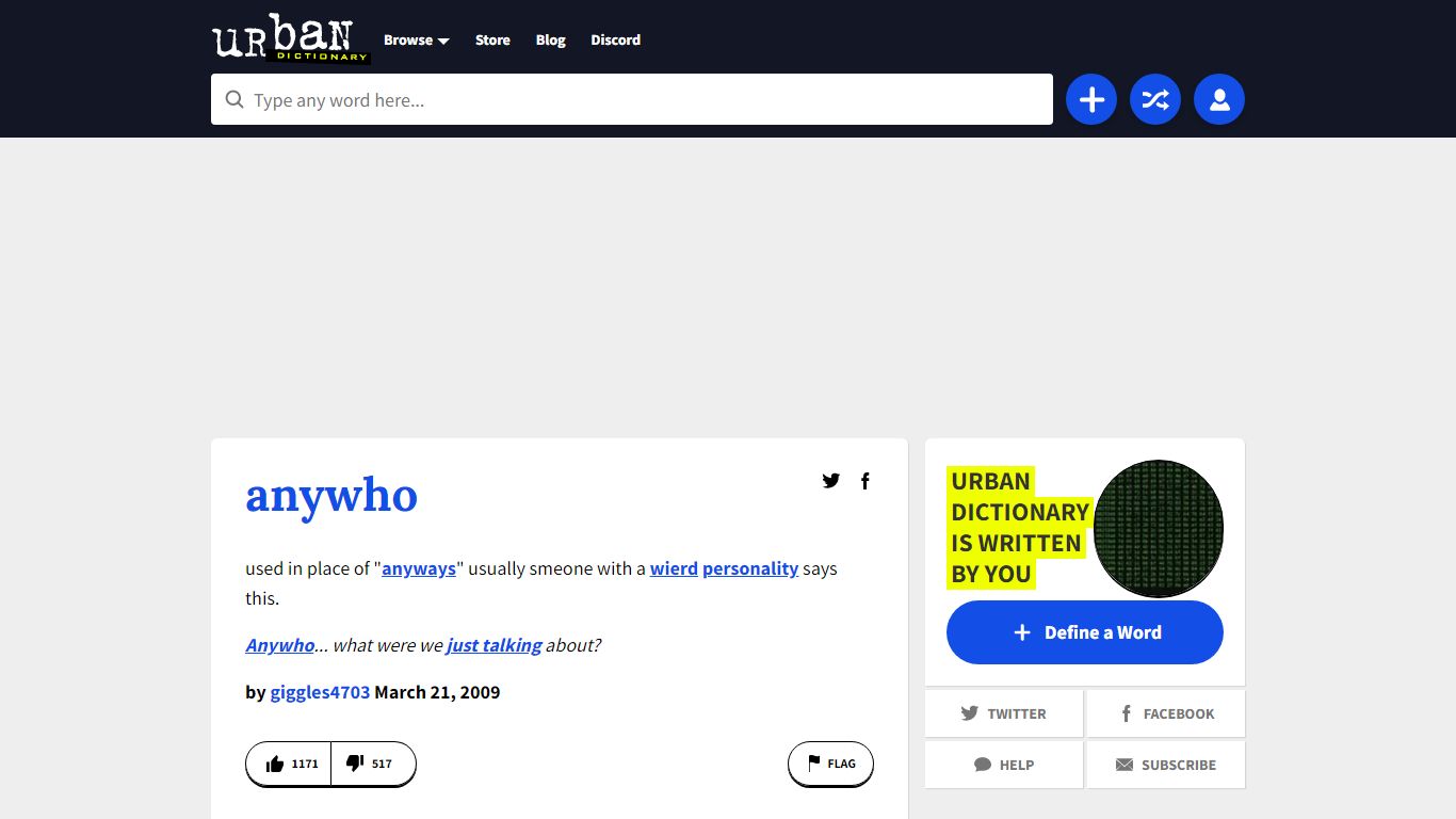 Urban Dictionary: anywho